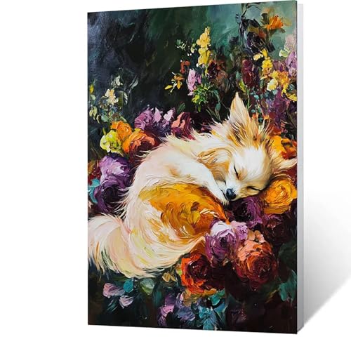 Malen nach Zahlen Erwachsene 50x70cm Bastelset, DIY Tier Malen Nach Zahlen Kinder mit Pinseln und Acrylfarben – Blume Handbemalt leinwand bilder für Zimmer Deko, Geschenk für Männer ohne Rahmen 5-S-5 von GUUOYUAL