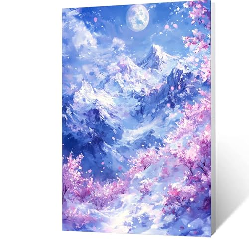 Malen nach Zahlen Erwachsene 90x120cm Bastelset, DIY Berg Malen Nach Zahlen Kinder mit Pinseln und Acrylfarben – Landschaft Handbemalt leinwand bilder für Zimmer Deko, Geschenk für Männer S-D- 8 von GUUOYUAL