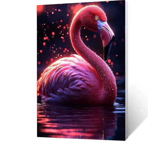 Malen nach Zahlen Erwachsene 90x120cm Bastelset, DIY Flamingo Malen Nach Zahlen Kinder mit Pinseln und Acrylfarben – Tier Handbemalt leinwand bilder für Deko Wohnzimmer, Geschenk für Männer G-E- C von GUUOYUAL