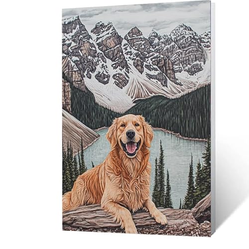 Malen nach Zahlen Erwachsene 90x120cm Bastelset, DIY Hund Malen Nach Zahlen Kinder mit Pinseln und Acrylfarben – Berg Handbemalt leinwand bilder für Zimmer Deko, Geschenk für Männer ohne Rahmen 9-L-D von GUUOYUAL