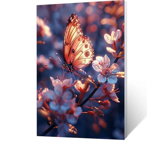 Malen nach Zahlen Erwachsene 90x120cm Bastelset, DIY Schmetterling Malen Nach Zahlen Kinder mit Pinseln und Acrylfarben – Blume Handbemalt leinwand bilder für Zimmer Deko, Geschenk für Männer 5-2- Z von GUUOYUAL