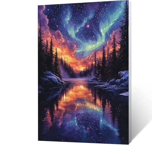 Malen nach Zahlen Erwachsene 90x120cm Bastelset, DIY Sternenhimmel Malen Nach Zahlen Kinder mit Pinseln und Acrylfarben – Baum Handbemalt leinwand bilder für Zimmer Deko, Geschenk für Männer G-V- 1 von GUUOYUAL