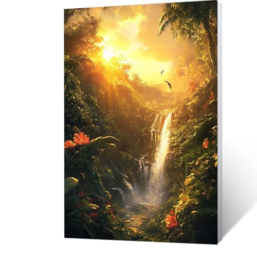 Malen nach Zahlen Erwachsene 90x120cm Bastelset, DIY Stürze Malen Nach Zahlen Kinder mit Pinseln und Acrylfarben – Baum Handbemalt leinwand bilder für Zimmer Deko,Geschenk für Männer ohne Rahmen 5-I-4 von GUUOYUAL