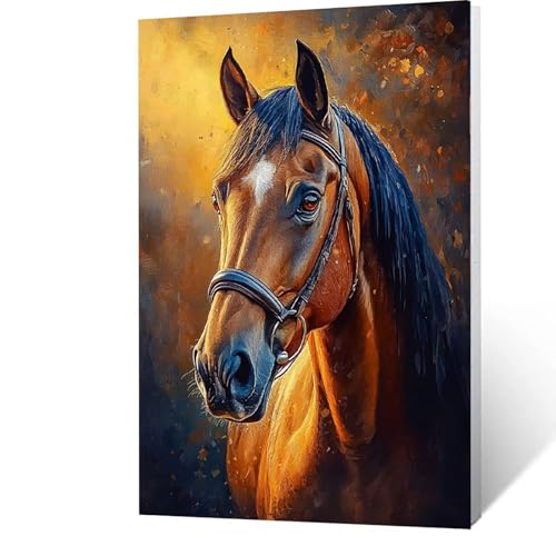 Malen nach Zahlen Erwachsene 90x120cm Bastelset, DIY Tier Malen Nach Zahlen Kinder mit Pinseln und Acrylfarben – Horse Handbemalt leinwand bilder für Zimmer Deko, Geschenk für Männer ohne Rahmen U-Z-X von GUUOYUAL