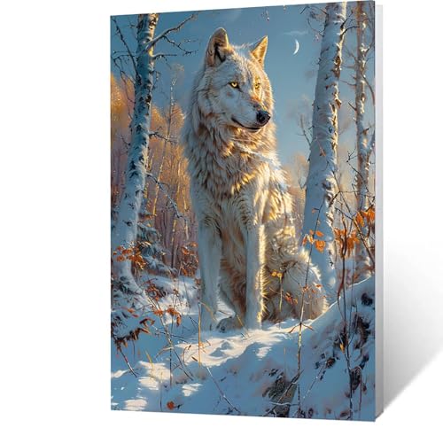 Malen nach Zahlen Erwachsene 90x120cm Bastelset, DIY Wolf Malen Nach Zahlen Kinder mit Pinseln und Acrylfarben – Baum Handbemalt leinwand bilder für Zimmer Deko, Geschenk für Männer ohne Rahmen 2-6-Q von GUUOYUAL