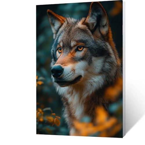 Malen nach Zahlen Erwachsene 90x120cm Bastelset, DIY Wolf Malen Nach Zahlen Kinder mit Pinseln und Acrylfarben – Tier Handbemalt leinwand bilder für Zimmer Deko, Geschenk für Männer ohne Rahmen M-5-W von GUUOYUAL