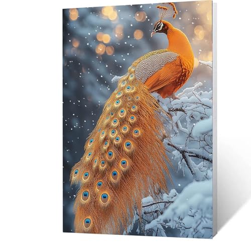 Malen nach Zahlen Erwachsene Pfau Malen Nach Zahlen ab 7 Jahre Mädchen, Tier DIY Paint by Number Adult Bastelset Mit Leinwand Zum Bemalen Drei Arten Pinsel Acrylfarben Set Zimmer Deko 35x50cm M-Q-0 von GUUOYUAL