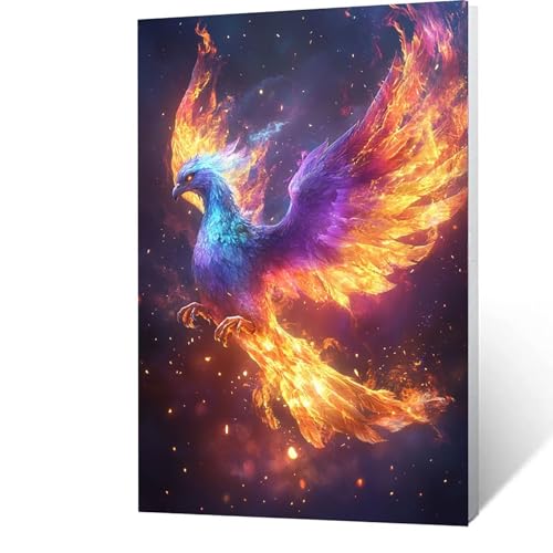 Malen nach Zahlen Erwachsene Tier Malen Nach Zahlen ab 7 Jahre Mädchen, Phönix DIY Paint by Number Adult Bastelset Mit Leinwand Zum Bemalen Drei Arten Pinsel Acrylfarben Set Zimmer Deko 35x50cm Y-2-O von GUUOYUAL