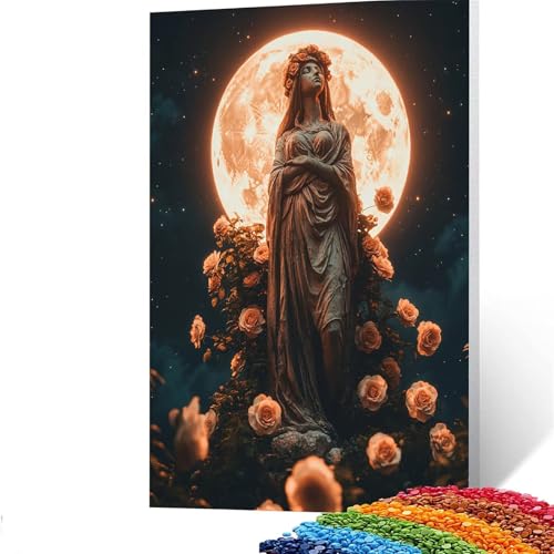 Mond Diamond Painting Erwachsene, 5D Blume Diamant Painting Bilder Kinder, DIY Vollbohrer Diamanten Malerei Stickerei Set Kreuzstich Basteln Erwachsene,für Geschenke Home Wand Dekor 90 x 120 CM GYL132 von GUUOYUAL