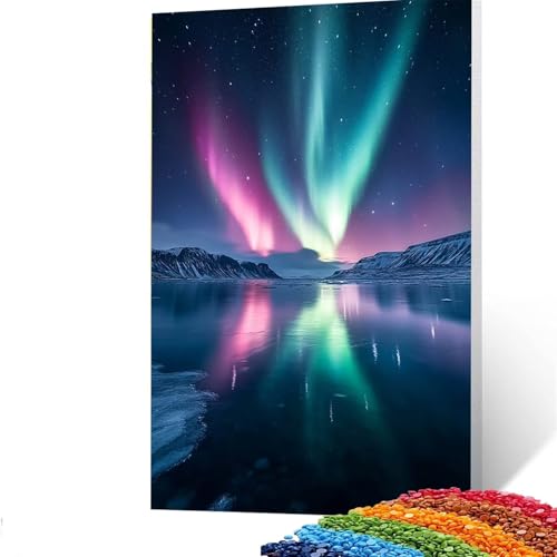 Nordlichter Diamond Painting Erwachsene, 5D Sternenhimmel Diamant Painting Bilder Kinder, DIY Vollbohrer Diamanten Malerei Stickerei Set Kreuzstich Basteln Erwachsene, Geschenke Wand Dekor 70x95CM C/3 von GUUOYUAL