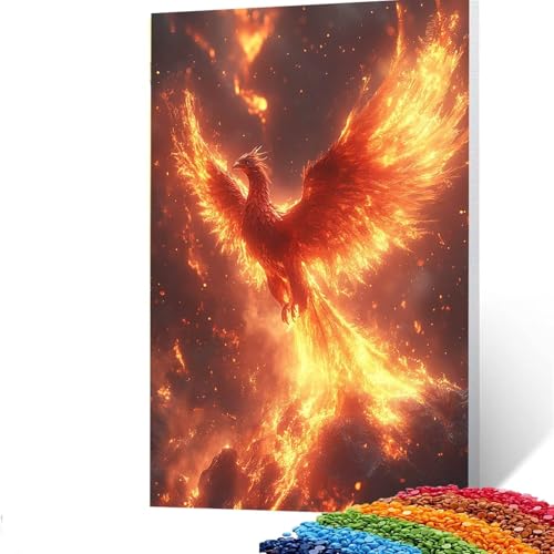 Phönix Diamond Painting Erwachsene, 5D Fantasie Diamant Painting Bilder Kinder, DIY Vollbohrer Diamanten Malerei Stickerei Set Kreuzstich Basteln Erwachsene, für Geschenke Home Wand Dekor 90x120CM 4/6 von GUUOYUAL