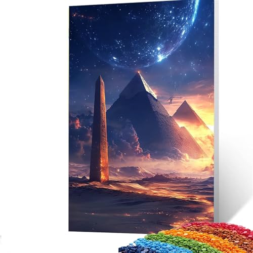 Pyramide Diamond Painting Erwachsene, 5D Fantasie Diamant Painting Bilder Kinder, DIY Vollbohrer Diamanten Malerei Stickerei Set Kreuzstich Basteln Erwachsene, Geschenke Home Wand Dekor 70x95CM L/4175 von GUUOYUAL