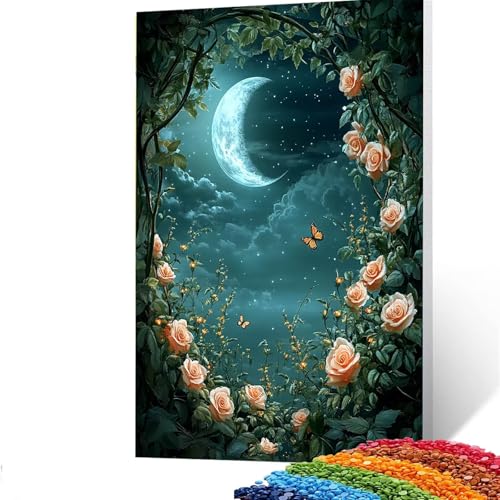 Schmetterling Diamond Painting Erwachsene, 5D Blume Diamant Painting Bilder Kinder, DIY Vollbohrer Diamanten Malerei Stickerei Set Kreuzstich Basteln Erwachsene,, Geschenke Wand Dekor 100x135cm 7/6708 von GUUOYUAL