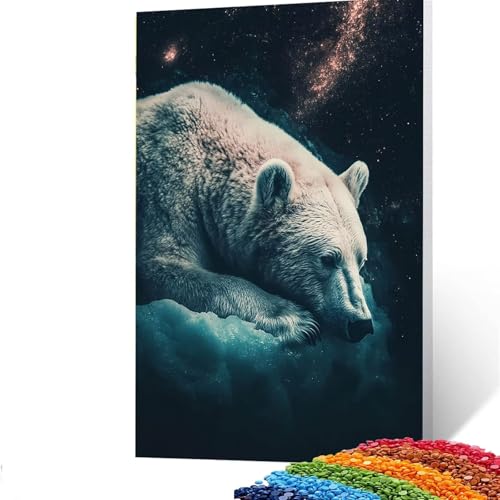 Sternenhimmel Diamond Painting Erwachsene, 5D Bär Diamant Painting Bilder Kinder, DIY Vollbohrer Diamanten Malerei Stickerei Set Kreuzstich Basteln Erwachsene, Geschenke Home Wand Dekor 40x55 CM 6/619 von GUUOYUAL