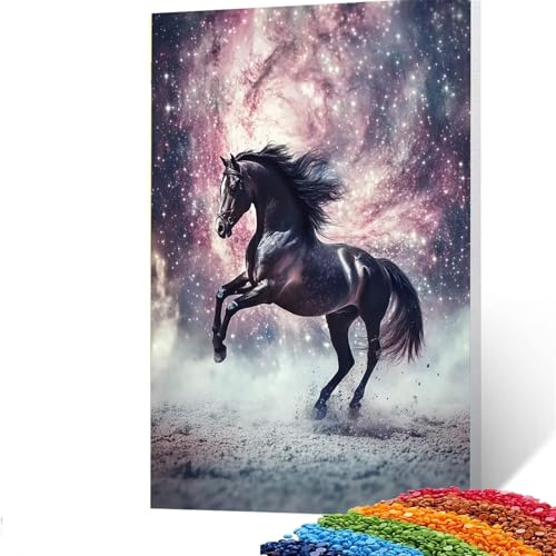 Sternenhimmel Diamond Painting Erwachsene, 5D Horse Diamant Painting Bilder Kinder, DIY Vollbohrer Diamanten Malerei Stickerei Set Kreuzstich Basteln Erwachsene,, Geschenke Wand Dekor 80x110cm 7/5586 von GUUOYUAL