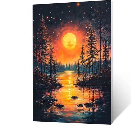 Sternenhimmel Malen Nach Zahlen Erwachsene-Malen Nach Zahlen Baum, Diy mit Leinwand und Pinsel und Acrylfarben Set, Malen Nach Zahlen Erwachsene Bastelset Als Geschenke für Frauen 70x95cm S-7- K von GUUOYUAL