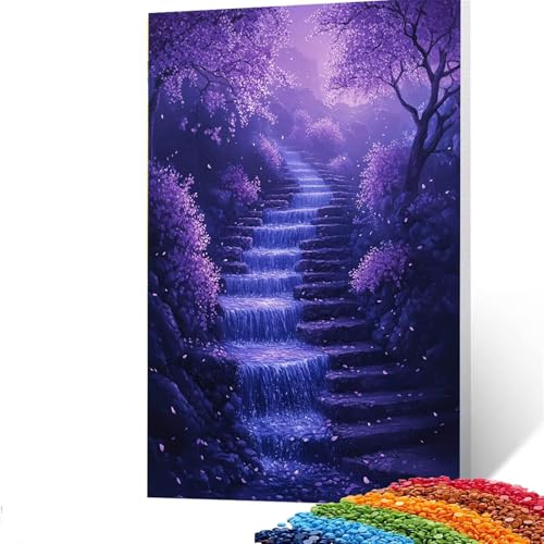 Stürze Diamond Painting Erwachsene, 5D Baum Diamant Painting Bilder Kinder, DIY Vollbohrer Diamanten Malerei Stickerei Set Kreuzstich Basteln Erwachsene, für Geschenke Home Wand Dekor 50x70cm Z/390-3 von GUUOYUAL