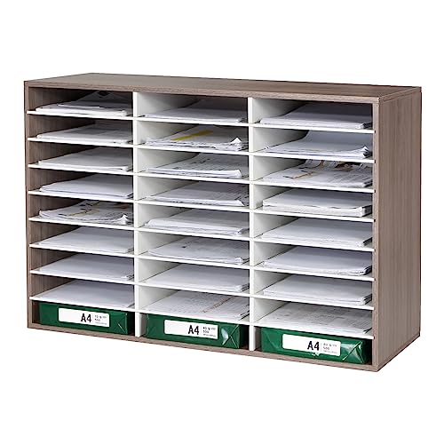 GUUSII HOME Schreibtisch Organizer Schwarz Groß Briefablage A4 Stapelbar Quer Papierablage Aufbewahrung Ablagesystem Organisation Büro Ablage Dokumentenablage 27 Fächern Größe 80x55.1x30.5cm (Walnuss) von GUUSII HOME