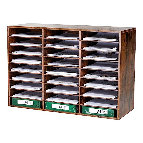 GUUSII HOME Schreibtisch Organizer Schwarz Groß Briefablage A4 Stapelbar Quer Papierablage Aufbewahrung Ablagesystem Organisation Büro Ablage Dokumentenablage 27 Fächern Größe 80x55.1x30.5cm (Retro) von GUUSII HOME