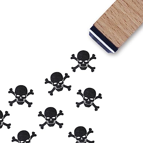 Gummistempel mit Totenkopf und gekreuzten Knochen, 1,9 cm, kleiner Mini-Halloween-Stempel für Scrapbooking, Kartenherstellung, Planer von GUVSPTI