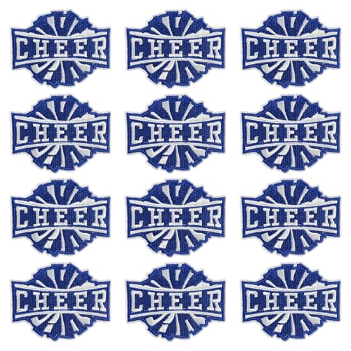 GYGYL 12 Stück Cheer Iron on Patches, Cheerleading Cheerleader Embroidered Patches for Sports Squad Team Games Football Baseball Game Day (Blau) von GUYI