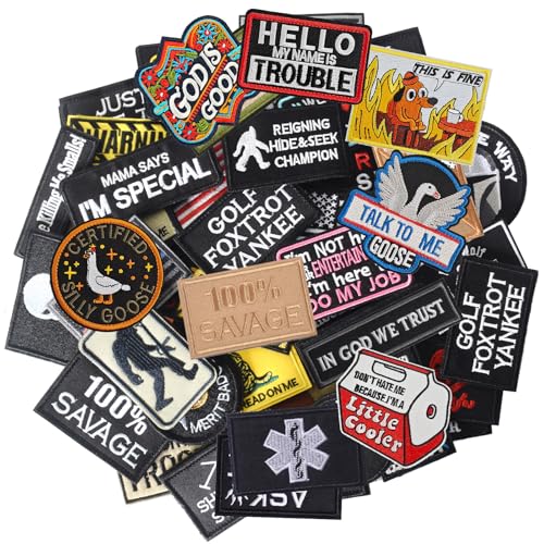 GYGYL 20 Stück zufällige taktische Moral-Patches, Stickrahmen und Look-Patch-Set für Mützen, Taschen, Rucksäcke, Westen, Militäruniformen, taktische Ausrüstung usw von GUYI