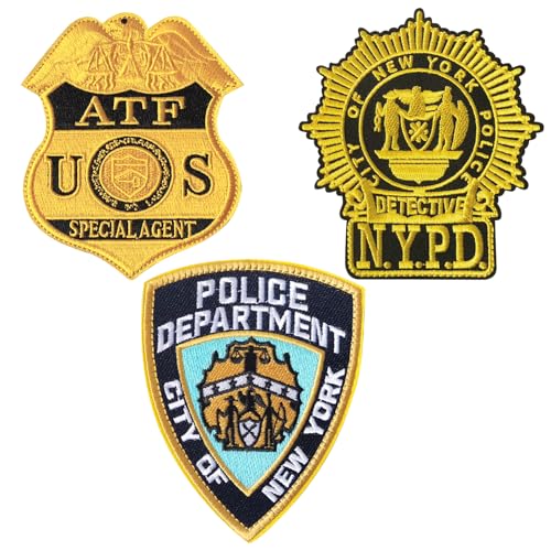 GYGYL 3 Stück Polizei-Patch, NYPD US ATF Special Agent Hook & Loop bestickte Applikation Patch für Mützen, Rucksäcke, Kleidung, Westen, Militäruniformen, taktische Ausrüstung usw von GUYI