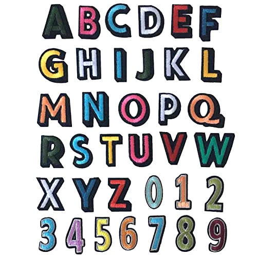 GYGYL 36 Pieces Iron on Letters and Numbers Patches, Colorful Letter Patches Alphabet Embroidered Patch A-Z, Numbers 0-9 Applique for Clothes, Dress, Hat, Socks, Jeans, DIY Accessories-Style1 von GUYI