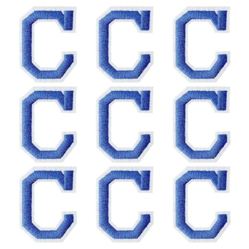 GYGYL Buchstaben zum Aufbügeln, 9 Stück 5,1 cm blaue Buchstaben "C" Patches, Alphabet bestickter Aufnäher für Kleidung, Kleid, Hut, Socken, Jeans, DIY-Zubehör von GUYI