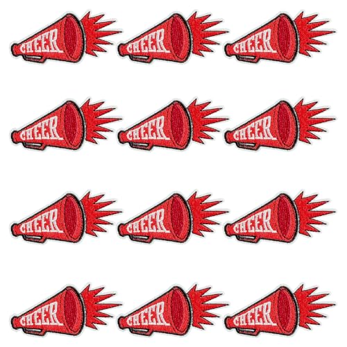 GYGYL Cheer Iron on Patches, Cheerleading Cheerleader Embroidered Patches for Sports Squad Team Games Football Baseball Game Day (Megaphon, Red) von GUYI