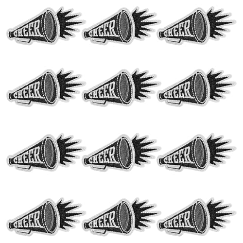 GYGYL Cheer Iron on Patches, Cheerleading Cheerleader Embroidered Patches for Sports Squad Team Games Football Baseball Game Day (Megaphon, Schwarz) von GUYI