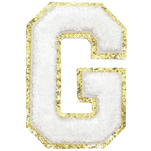 GYGYL Chenille Varsity Glitzer-Aufnäher, zum Aufbügeln, große Buchstabenaufnäher für Team-Kostüm-Dekoration, Höhe 10,4 cm, Buchstabe G, 3 Stück von GUYI