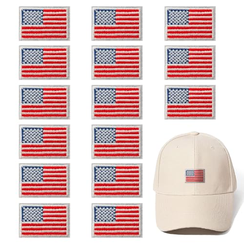 GYGYL Kleine Aufnäher zum Aufbügeln mit amerikanischer Flagge, patriotische Flagge der Vereinigten Staaten von Amerika, Stickerei-Aufnäher für Kleidung, Hut, Socken, Jeans, DIY-Zubehör, Weiß und Rot, von GUYI