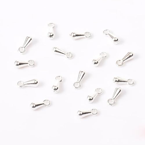 100 teile/los 7x2mm Gold Kupfer Wasser Tropfen Ende Perlen Für DIY Extender Kette Anhänger Schmuck Machen Erkenntnisse zubehör-Silber von GUYOS