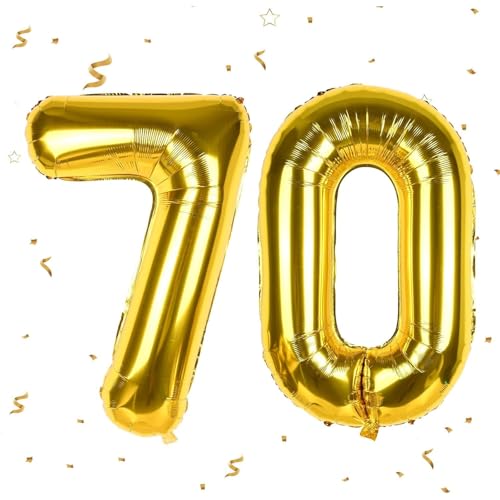 Zahlenballons 70 Gold - 101.6 cm große Zahl 70 Geburtstagsballons, Heliumfolie Mylar Big Number Ballon für Männer und Frauen, Geburtstagsfeier und Jubiläumsdekorationen (Gold Nummer 70) von GUsoul