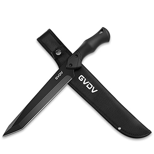 GVDV Jagdmesser mit Scheide - 39 cm Outdoor Messer Feststehend in Tanto-Form, Survival Messer für Outdoor-Aktivitäten, Camping, Angeln, Wandern von GVDV