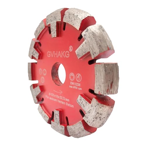 GVHAKG Tuck Point Diamantklinge für Sehr harte Betonböden und Entfernung, 120mm für Betonreparatur, 22.23mm Achsbohrung, T-Form segmentiert,Premium Grade für Trocken Schneiden (120mm x 15 mm) von GVHAKG