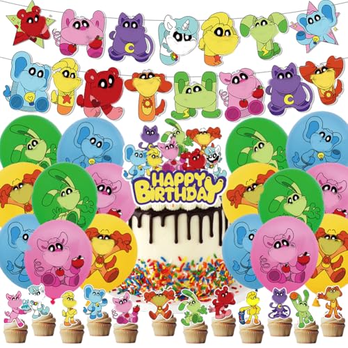 GVMJHYK 30 pcs Smiling Geburtstag Dekoration, Cartoon Geburtstag Party Luftballons, Smiling Kindergeburtstag Party Deko - Kuchen Topper Cupcake Topper Luftballons Banner Smiling Thema Party Dekoration von GVMJHYK