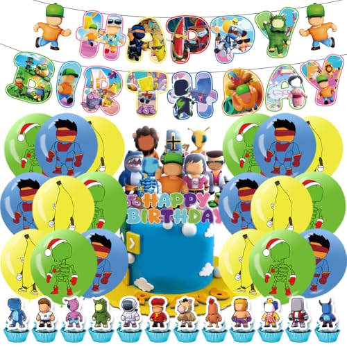 GVMJHYK 32 pcs Cartoon Geburtstag Dekorationen, Guy Luftballons Geburtstag, Guy party supplies - Luftballons Banner Kuchen Dekoration Cupcake Toppers für Kinder Fans Geburtstag Party von GVMJHYK