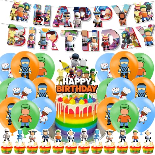 GVMJHYK32 pcs cartoon geburtstag dekorationen, guy luftballons geburtstag, guy party supplies - luftballons banner kuchen dekoration cupcake toppers für kinder fans geburtstag party von GVMJHYK