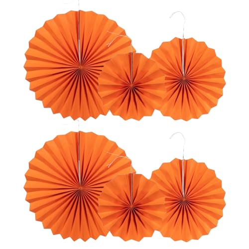 Papierfächer, 6 Stück Seidenpapier Pompons,Deko Gartenparty, Dekorpapier Blumenpuscheln Papier,für Hochzeit Geburtstag Sommer Tischdeko Gartenparty -Orange Farbe von GVPOELR