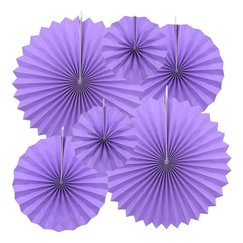 Papierfächer Dekoration, 6 Stück Seidenpapier Pompons,Papierfächer, Deko Gartenparty, Dekorpapier Blumenpuscheln Papier,für Hochzeit Geburtstag Sommer Tischdeko Gartenparty - Lila von GVPOELR