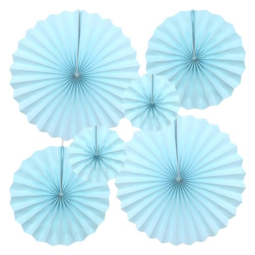 Seidenpapier Pompons, 6 Stück Papierfächer, Dekorpapier Blumenpuscheln Papier, Deko Gartenparty, für Hochzeit Geburtstag Sommer Tischdeko Gartenparty, Blau von GVPOELR