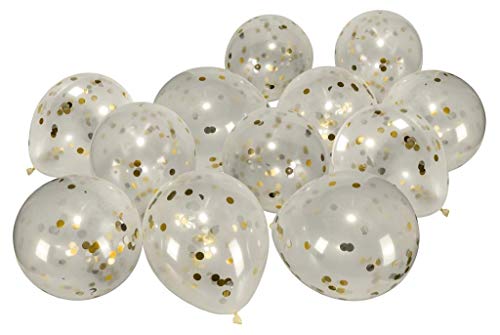 15x Konfetti Luftballons Gold Konfetti Ballons Latex Luftballon Hochzeit Konfetti Geburtstag Helium Ballon Glitzer Luftballon Party von GW Handels UG