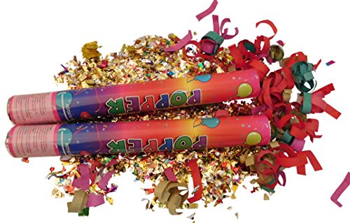 8x Konfettikanone Bunt 40 cm Party Popper Konfetti Shooter Party Kanonen Party Poppers Confetti Kanone von GW Handels UG