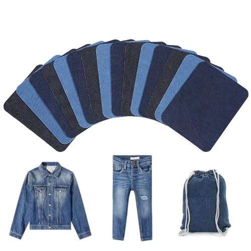 GWAWG 15PCS Bügelflicken aus Denim Baumwolle ，Hochwertige Qualität Jean-Flicken zum Aufbügeln für Innen Außen Stärkster Kleber (12.5cm*9.5cm) von GWAWG