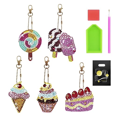 GWAWG 5 Stück Diamond Painting Kinder Geschenke für mädchen 6-13 Jahre Alt DIY Schlüsselbund Kit Kinder Handwerk Set Geburtstag Geschenk von GWAWG