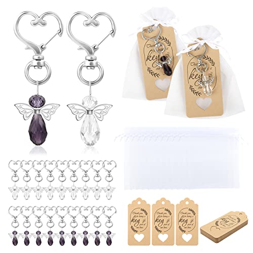 GWHOLE 20 Stück Schutzengel Anhänger Gastgeschenke Schutzengel Schlüsselanhänger Taufe Glücksbringer Set Engel Anhänger Abschiedsgeschenk Kleine Gastgeschenke für Taufe Hochzeit Geburtstag von GWHOLE