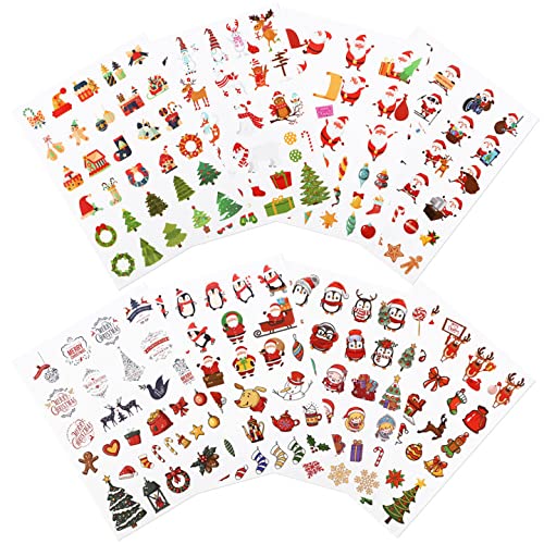 GWHOLE 240 Stück Sticker Weihnachten Aufkleber Weihnachtssticker Selbstklebend Weihnachtsaufklebe für Kinder Scrapbooking Wehinachtsgeschenk Dekoration von GWHOLE