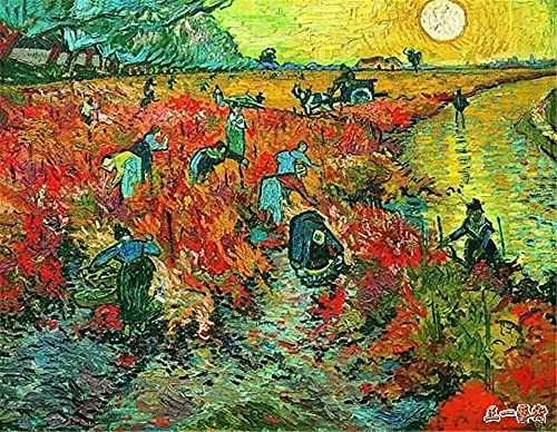 Berühmte Maler Vincent van Gogh 5D DIY Diamond Painting - The Red Vineyards Of Al - Diamantstickerei Mosaik Kreuzstich Wohnkultur 30×40cm von GWYDYB